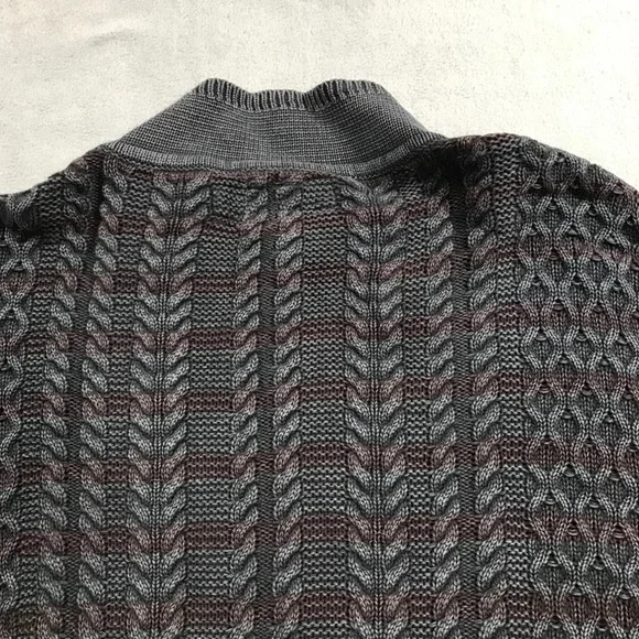 Carbon 2 Cobalt Sweater Men's XL Full Zip Cardigan Cable Knit Striped Gray Red - Picture 8 of 9